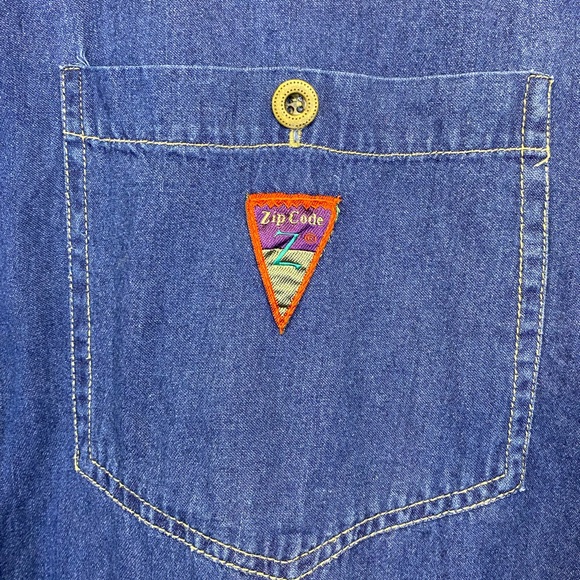 90’s Zip Code Oversized Jean Button Shirt - Picture 2 of 4